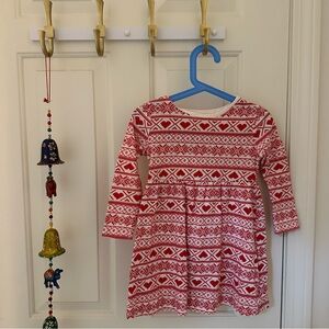 Old Navy Red and White Geometric Kids Dress 4T